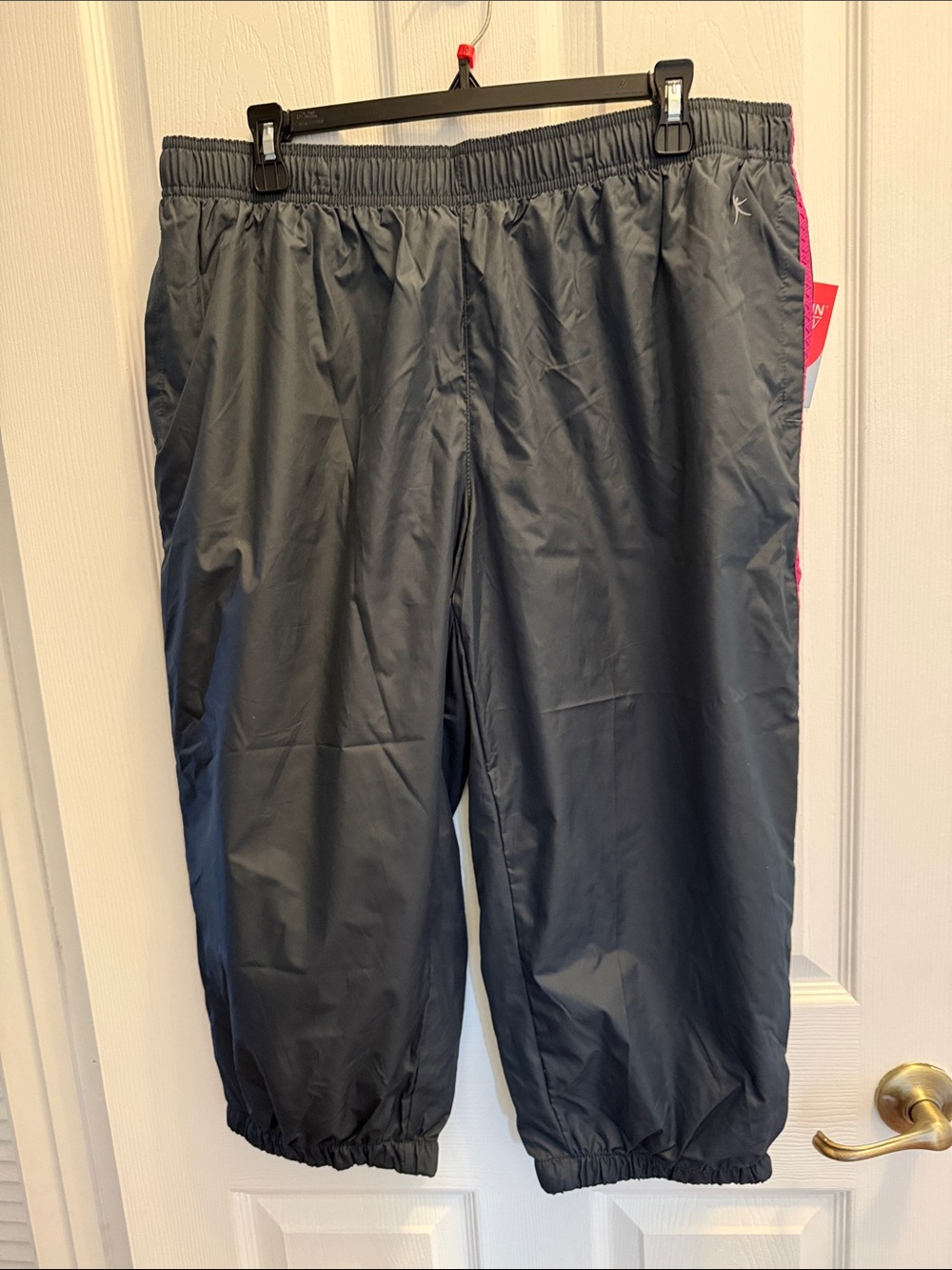 Danskin Gray Windbreaker Pants with Pink Trim